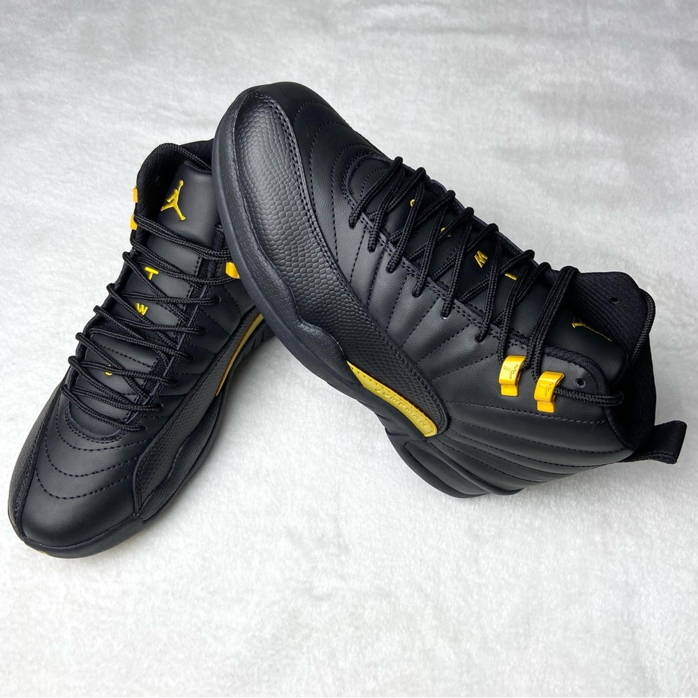 Men's Black & Yellow Basketball Shoes Sneakers -Jordan 12 Retro Black Taxi